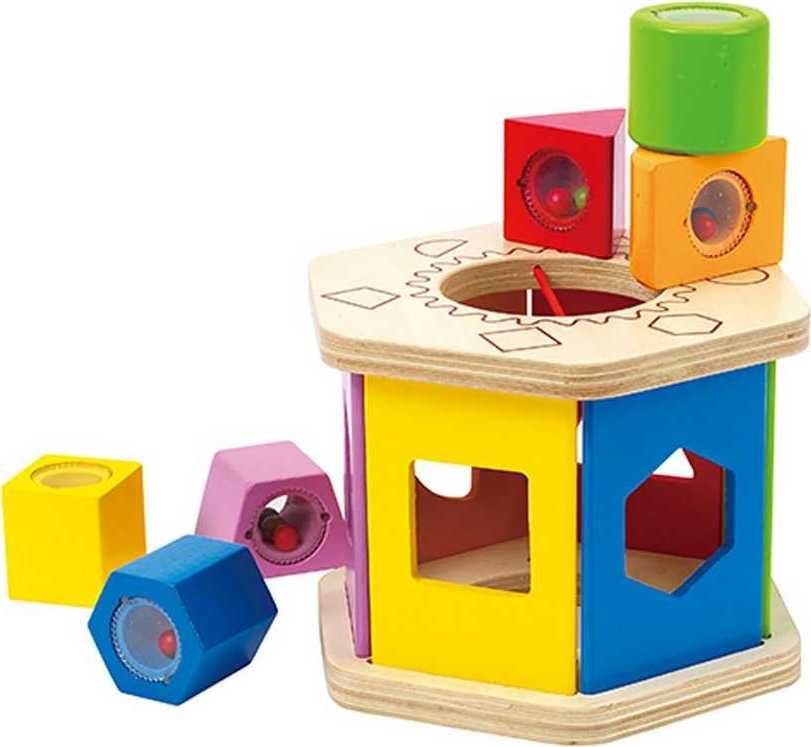 HAPE dřevěné hračky - dřevěná motorická šestihranná kostka - obrázek 1