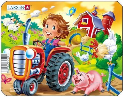 LARSEN Puzzle Na farmě s kravičkou 9 dílků - obrázek 1