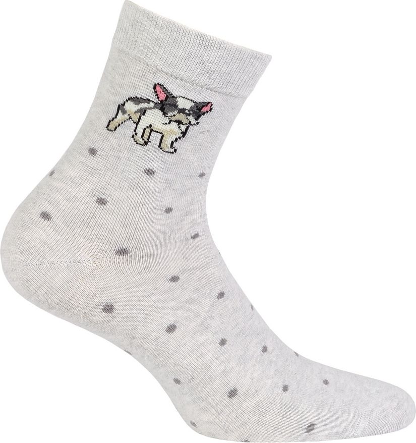 Dívčí ponožky se vzorem WOLA BULDOČEK šedé Velikost: 39-41 - obrázek 1