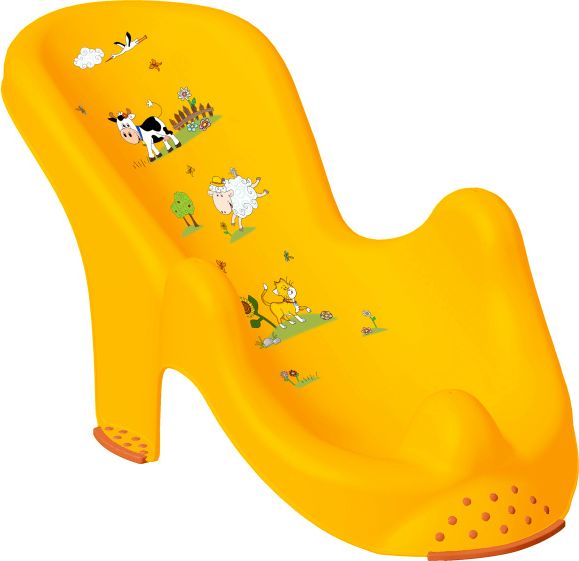 Dětské plastové lehátko do vany Prima Baby Funny Farm oranžové - obrázek 1