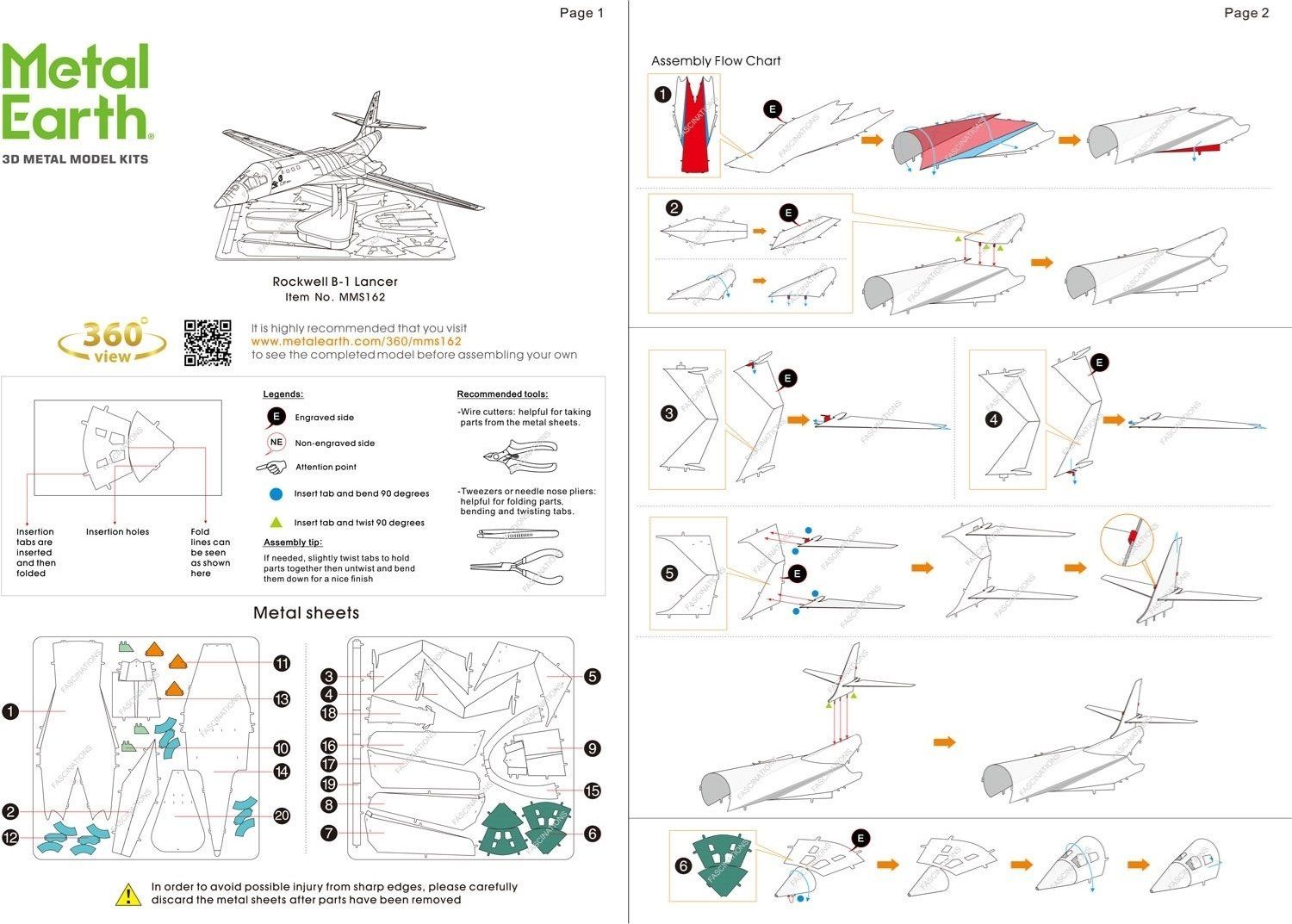 METAL EARTH 3D puzzle Bombardér Rockwell B-1 Lancer - obrázek 2