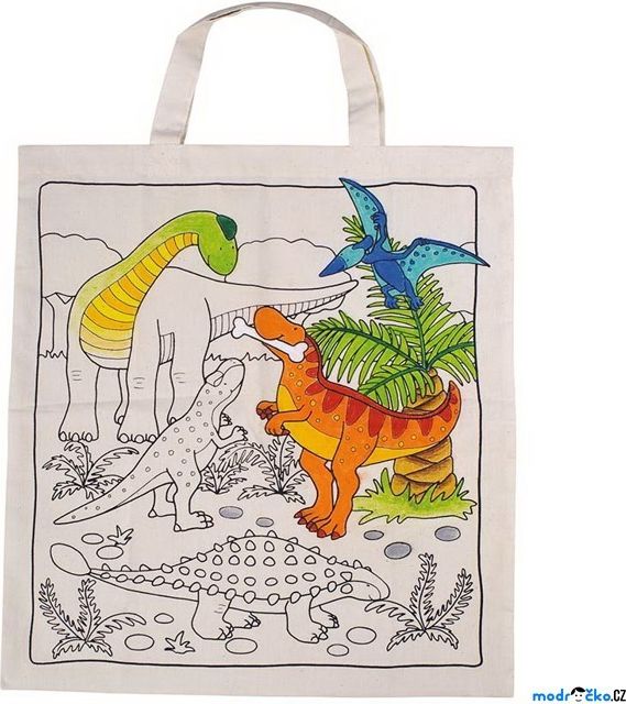 Malování na textil - Taška bavlněná, Dinosauři (Goki) - obrázek 1