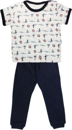 Bavlněné pyžamko Mamatti Maják - krátký rukáv - granátové, Velikost koj. oblečení 98 (24-36m) - obrázek 1