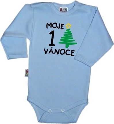 1. Vánoce - Body dl. rukávek sv. modré, Velikost koj. oblečení 86 (12-18m) - obrázek 1