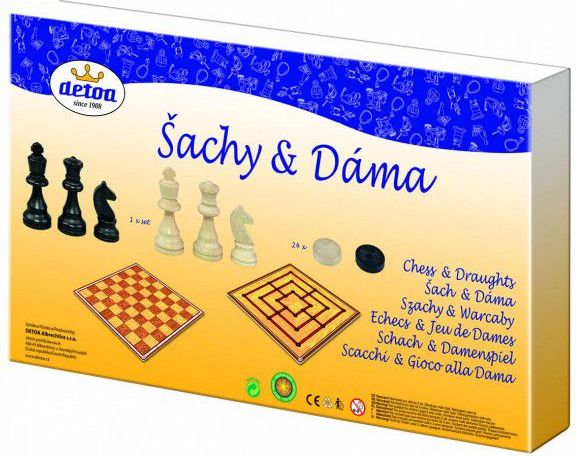 Šachy a dáma dřevo společenská hra - obrázek 2