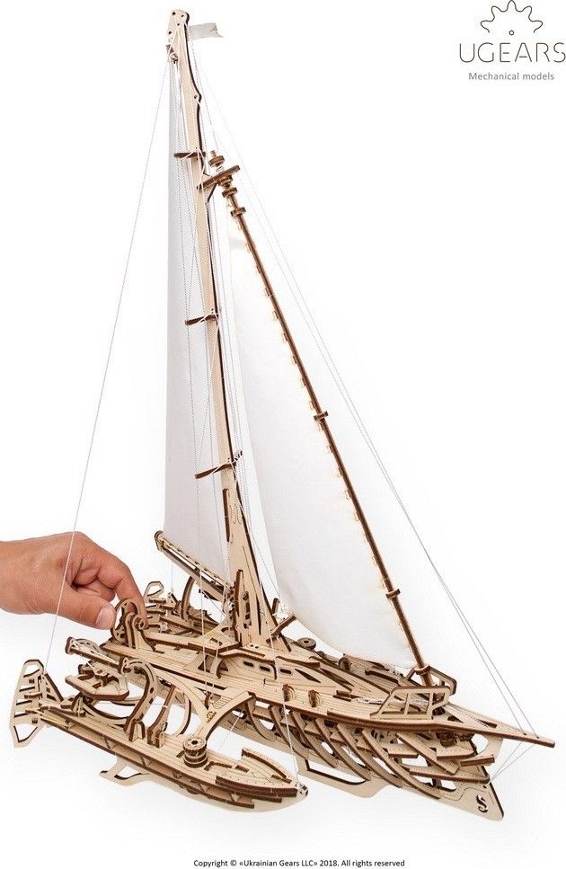 Ugears Dřevěná stavebnice 3D mechanické puzzle Plachetnice - obrázek 4