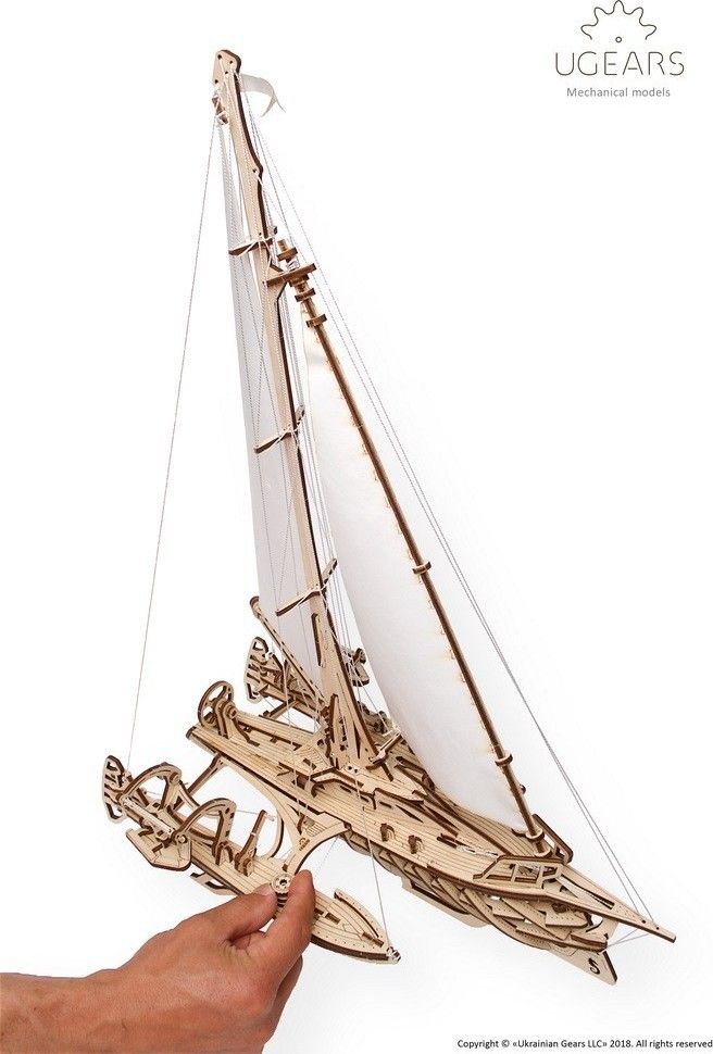Ugears Dřevěná stavebnice 3D mechanické puzzle Plachetnice - obrázek 6