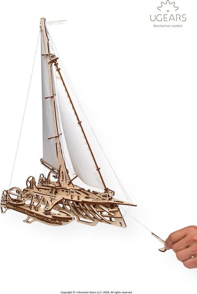 Ugears Dřevěná stavebnice 3D mechanické puzzle Plachetnice - obrázek 7