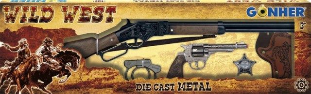 Kovbojská sada velká - puška, revolver, pouta, šerifská hvězda - obrázek 1