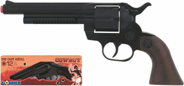 Kovbojský revolver kovový černý 12 ran - obrázek 1