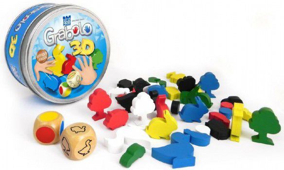 Grabolo 3D společenská hra dřevo v plechové krabičce 12x12x6cm - obrázek 1