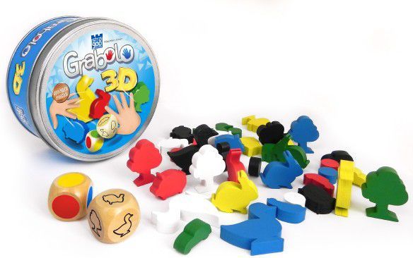 Grabolo 3D společenská hra dřevo v plechové krabičce 12x12x6cm - obrázek 2
