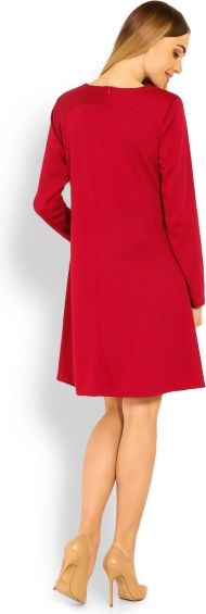 Be MaaMaa Be MaaMaa Elegantní volné těhotenské šaty dl. rukáv - bordo,červené, XXL - obrázek 4