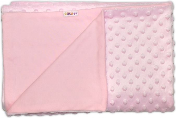 Baby Nellys Baby Nellys Luxusní bavlněná dečka s minky 100x75cm - růžová - obrázek 1