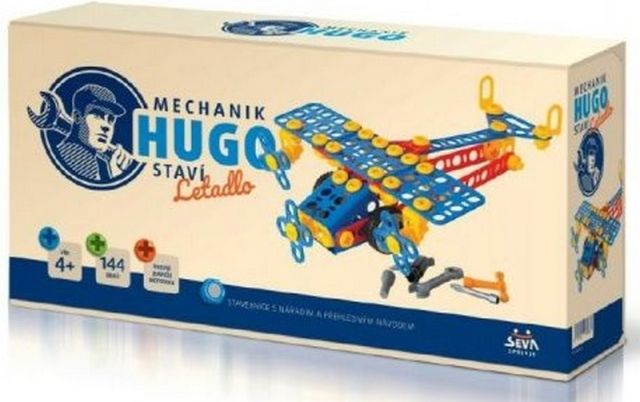 Mechanik Hugo staví Letadlo Seva stavebnice s nářadím 144ks plast v krabici 31x16x7cm - obrázek 1