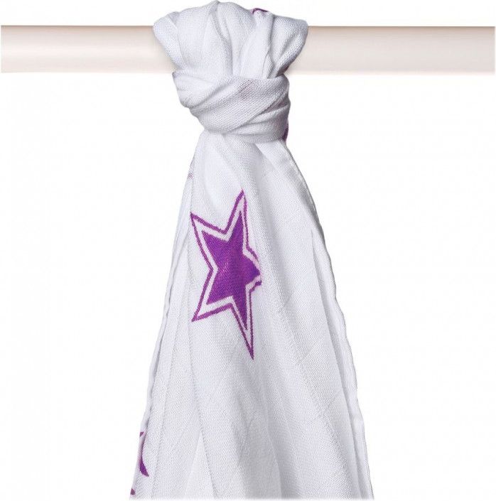 KIKKO Bambusová osuška/plena Stars 90x100 (1ks) – lilac - obrázek 1