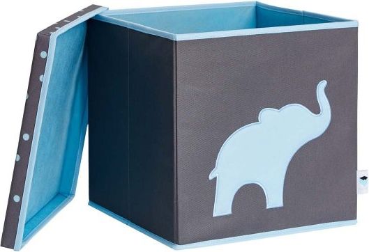 STORE IT Úložný box s víkem šedá s modrým slonem - obrázek 1