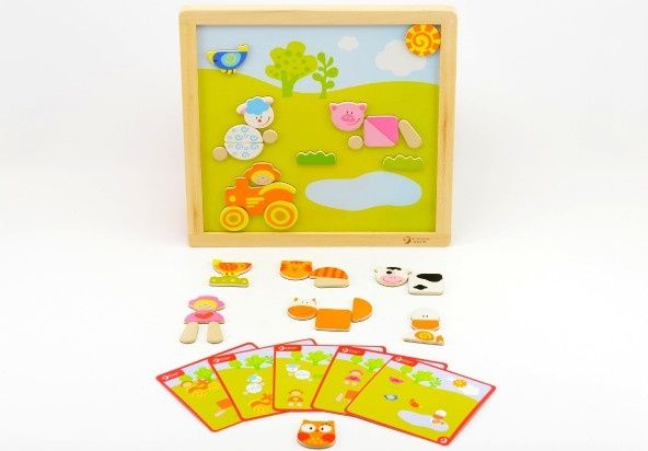 Teddies Magnetická tabulka dřevo 25x25x1,2cm oboustranná 53ks - obrázek 2