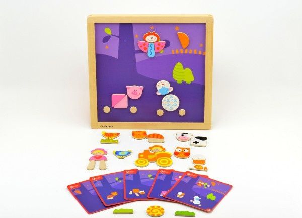 Teddies Magnetická tabulka dřevo 25x25x1,2cm oboustranná 53ks - obrázek 3