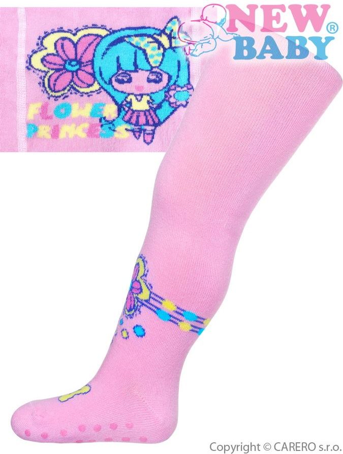 Bavlněné punčocháčky New Baby s ABS světle růžové flower princess 92 (18-24m) - obrázek 1