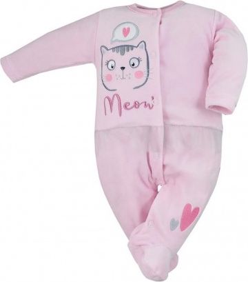 Kojenecký semiškový overal Koala Miau světle růžový, Růžová, 68 (4-6m) - obrázek 1