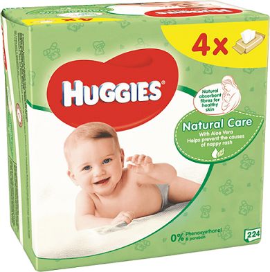 Huggies Natural dětské ubrousky Quatro 4 x 56 ks - obrázek 1