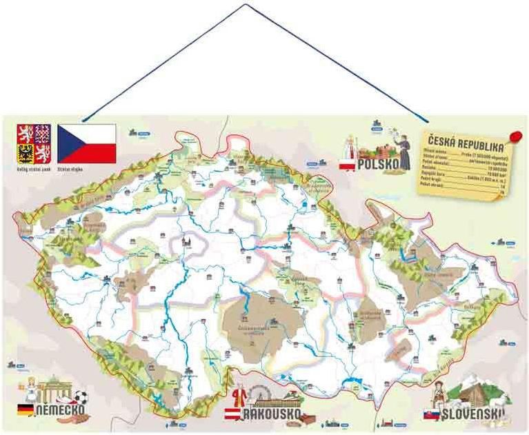 Woody Magnetická mapa ČR s obrázky a společenská hra, 3 v 1 - obrázek 2