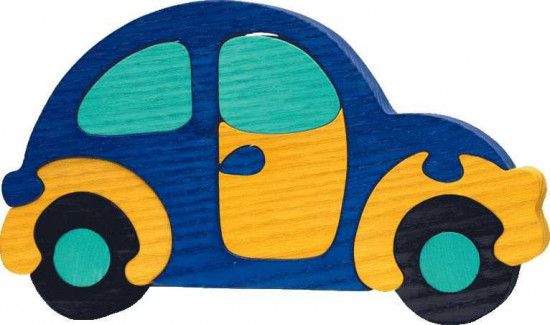 FAUNA Dřevěné puzzle Modré auto velké - obrázek 1