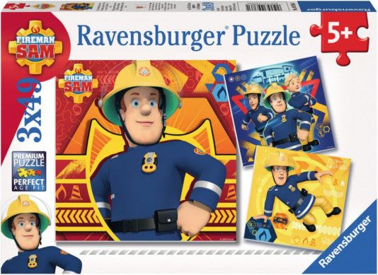 RAVENSBURGER Puzzle Požárník Sam v nebezpečí 3x49 dílků - obrázek 1