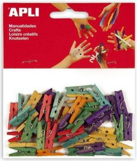 Mini kolíčky, dřevěné, různé barvy, APLI, bal. 45 ks - obrázek 1