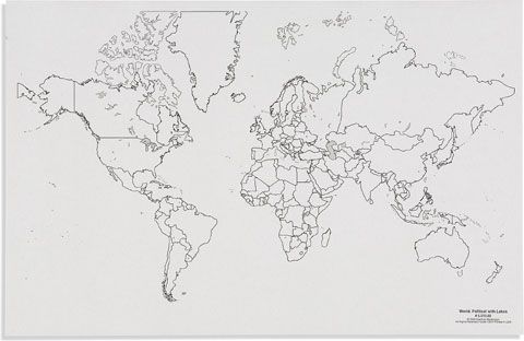 Mapa světa – politická s jezery, v angličtině - obrázek 1