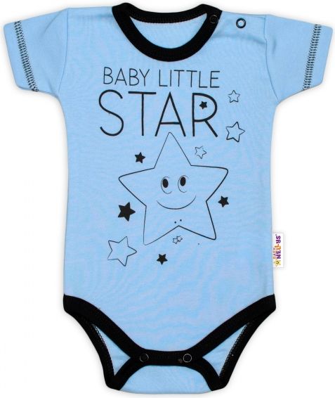 Baby Nellys Body krátký rukáv Baby Nellys, Baby Little Star - modré 50 - obrázek 1