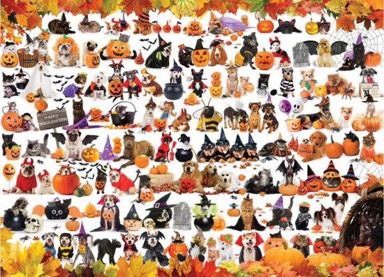 EUROGRAPHICS Puzzle Mazlíčci v halloweenských kostýmech 1000 dílků - obrázek 1