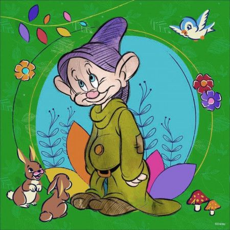 RAVENSBURGER Čtvercové puzzle Sedm trpaslíků: Šmudla 500 dílků - obrázek 1