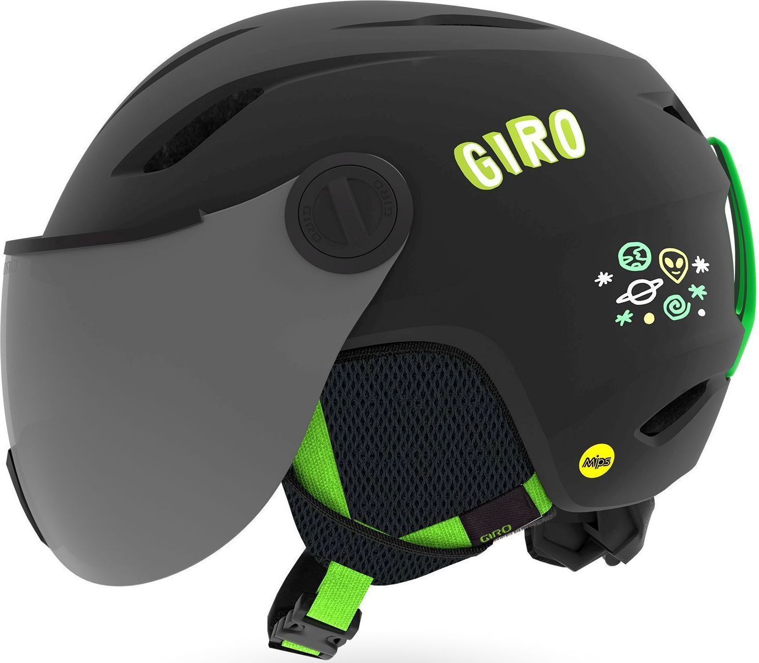Giro Buzz MIPS - Mat Black/Bright Green Alien S-(52-55.5) - obrázek 2