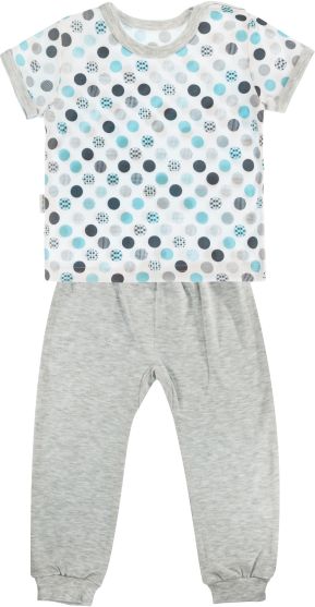 Mamatti Bavlněné pyžamko Mamatti Bubble Boo - krátký rukáv - šedé/tyrkys 80 (9-12m) - obrázek 1