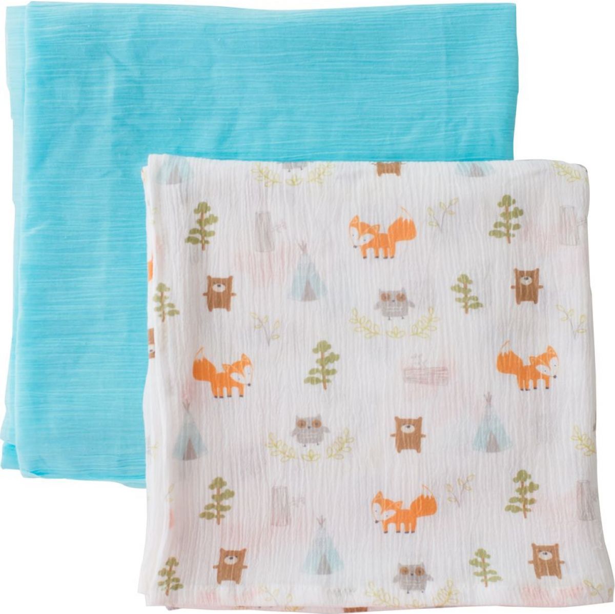 Summer Infant SwaddleMe mušelínová přikrývka 2ks modrá lesní motiv - obrázek 1