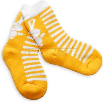 BabyOno Bavlněné  froté ponožky 12m+ - žluté pruhy - obrázek 1