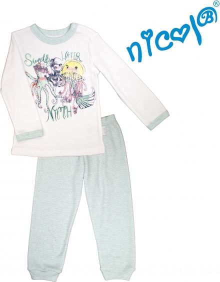 Nicol Dětské pyžamo Nicol dl. rukáv, Mořská víla - matové/bílé, vel. 128 128 (7-8 let) - obrázek 1
