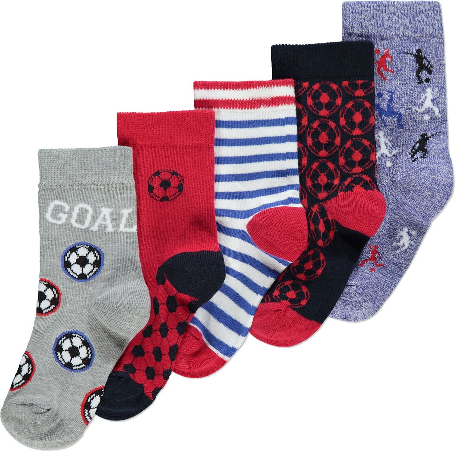 Chlapecké ponožky GEORGE, 5ks v balení, motiv fotbal Velikost: EU 19 - 22.5 (1.5 - 2 roky) - obrázek 1