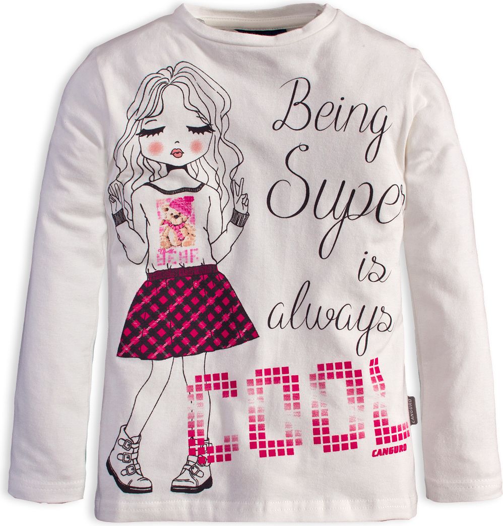 Dívčí triko s potiskem CANGURO COOL smetanové Velikost: 98 - obrázek 1