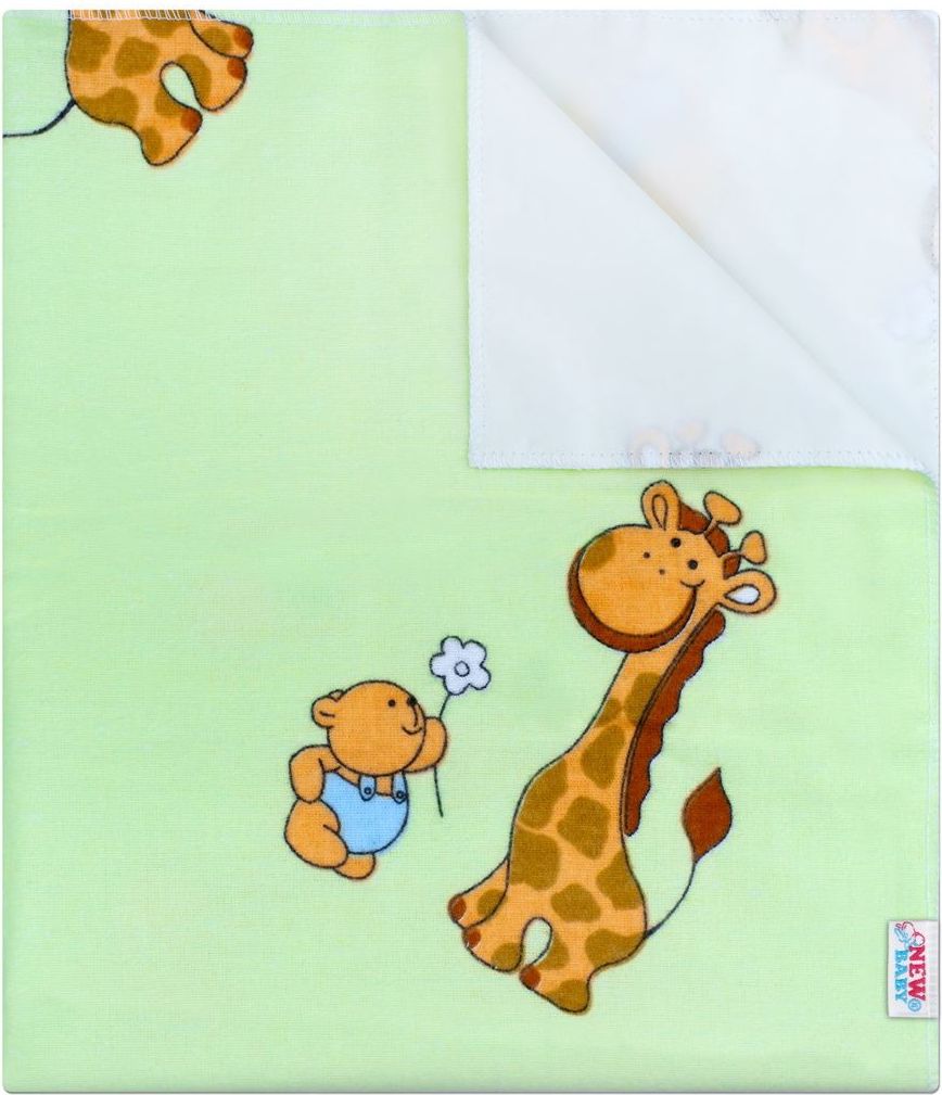 Nepromokavá flanelová podložka New Baby zelená s žirafkou - obrázek 1
