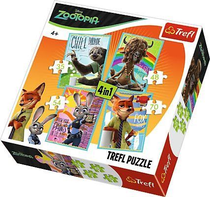 TREFL Puzzle Zootropolis 4v1 (35,48,54,70 dílků) - obrázek 1