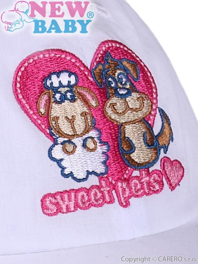Letní dětská kšiltovka New Baby Sweet Pets bílá 80 (9-12m) - obrázek 2