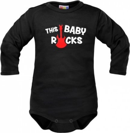 Body dlouhý rukáv Dejna This Baby Rocks - černé, Velikost koj. oblečení 86 (12-18m) - obrázek 1