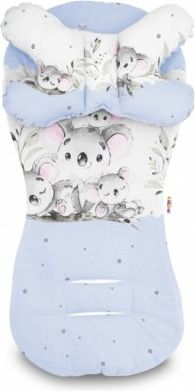 Sada do kočárku Baby Nellys minky, podložka + polštářek - Medvídek Koala, modrá - obrázek 1