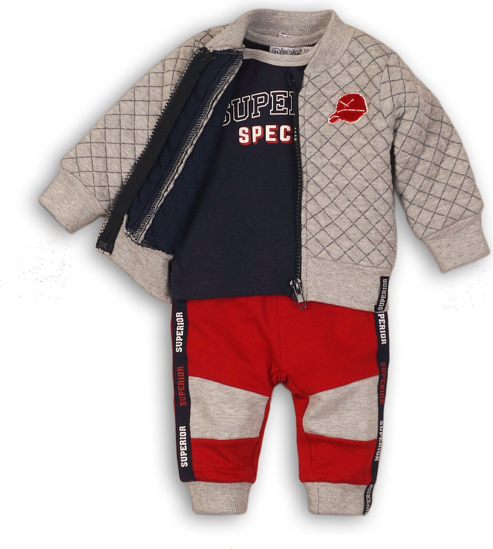 DIRKJE Set 3-dílný B-SO FRESH SUPERIOR 74 Grey - Red - obrázek 1
