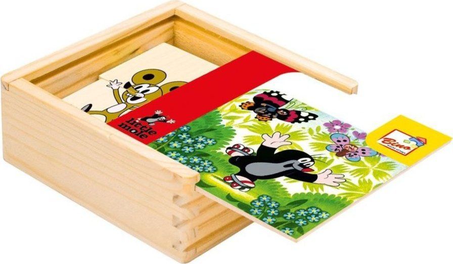 BINO Dřevěné puzzle Krteček 4x4 dílky - obrázek 1