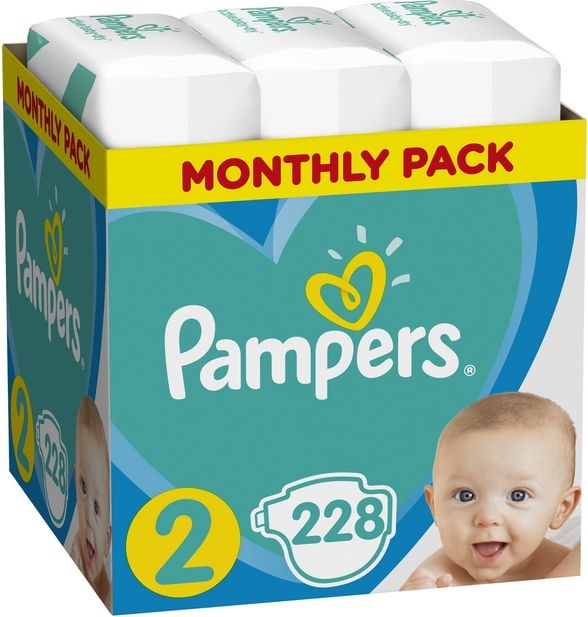PAMPERS New Baby-Dry 2 (4-8 kg) 228 ks MĚSÍČNÍ ZÁSOBA – jednorázové pleny - obrázek 1