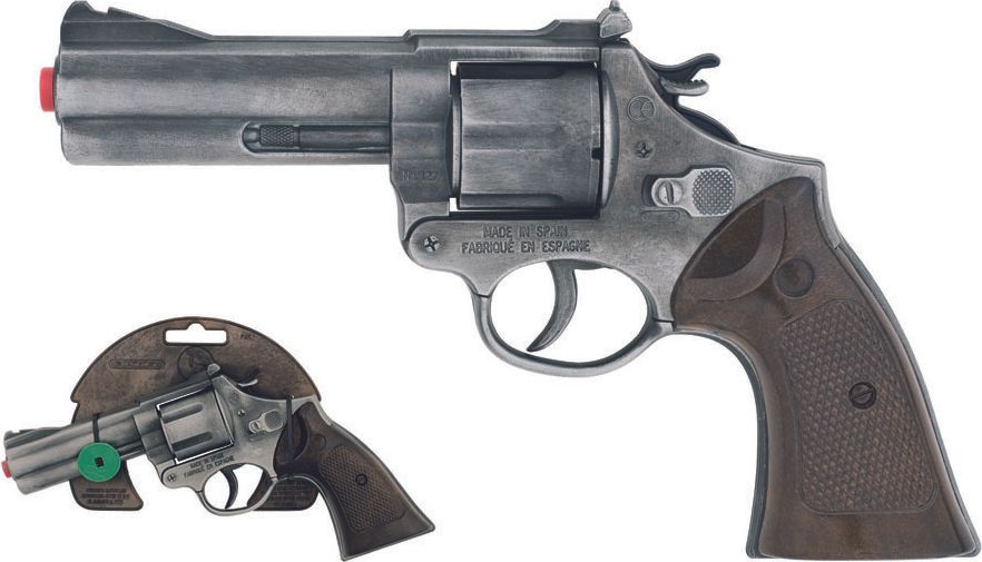 Policejní revolver Gold colection stříbrný kovový 12 ran - obrázek 1